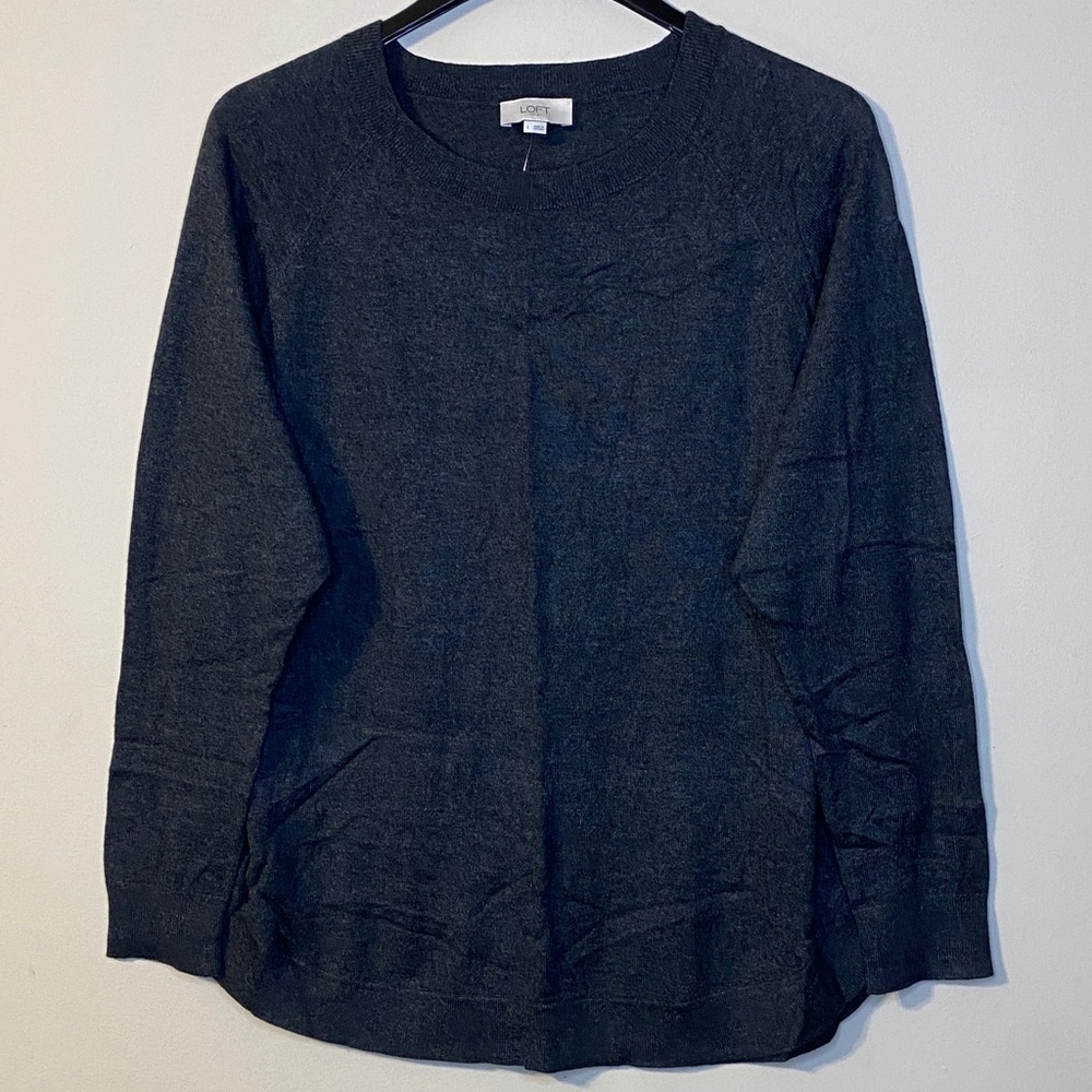 LOFT Outlet Women Gray Long Sleeve Sweater Size L
